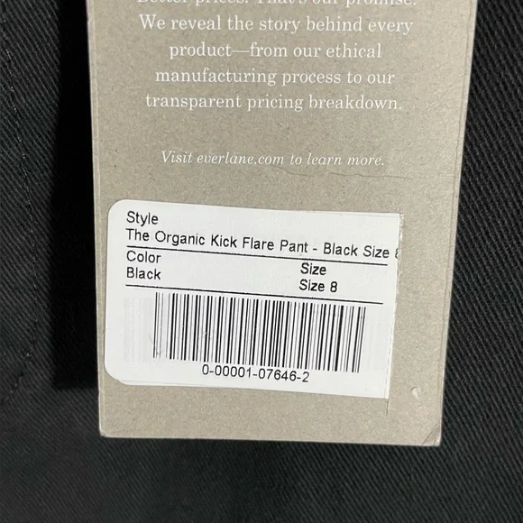Everlane The Organic Kick Flare Pant Black Organic Cotton NWT - Picture 6 of 12